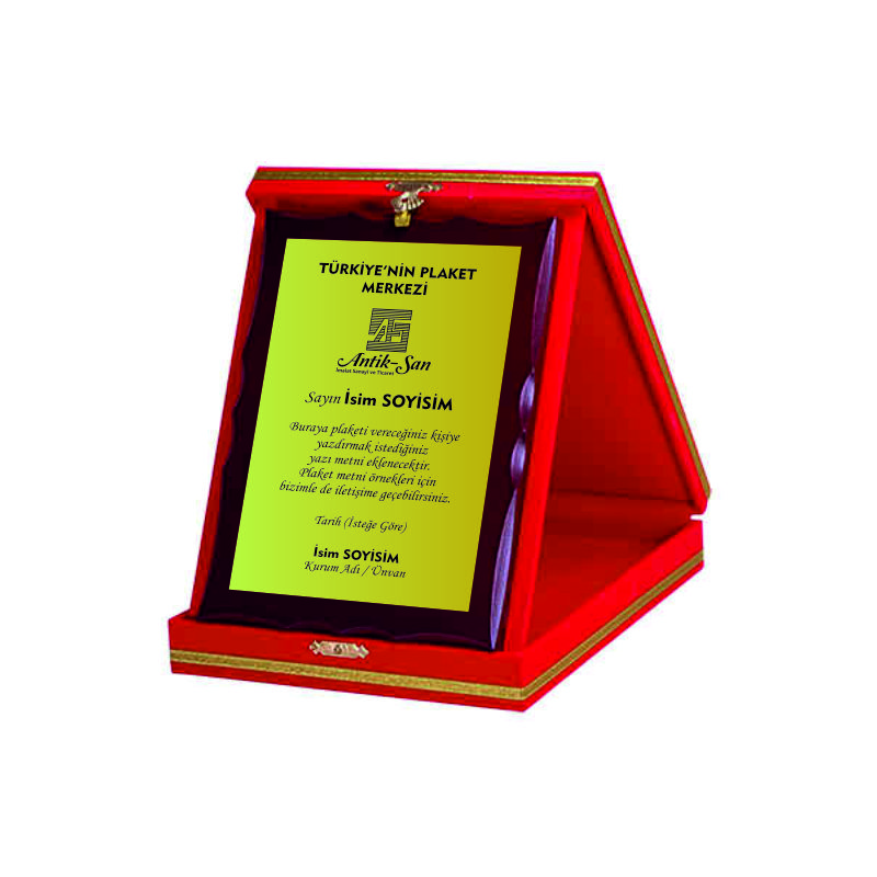 ahşap plaket kadife kutulu